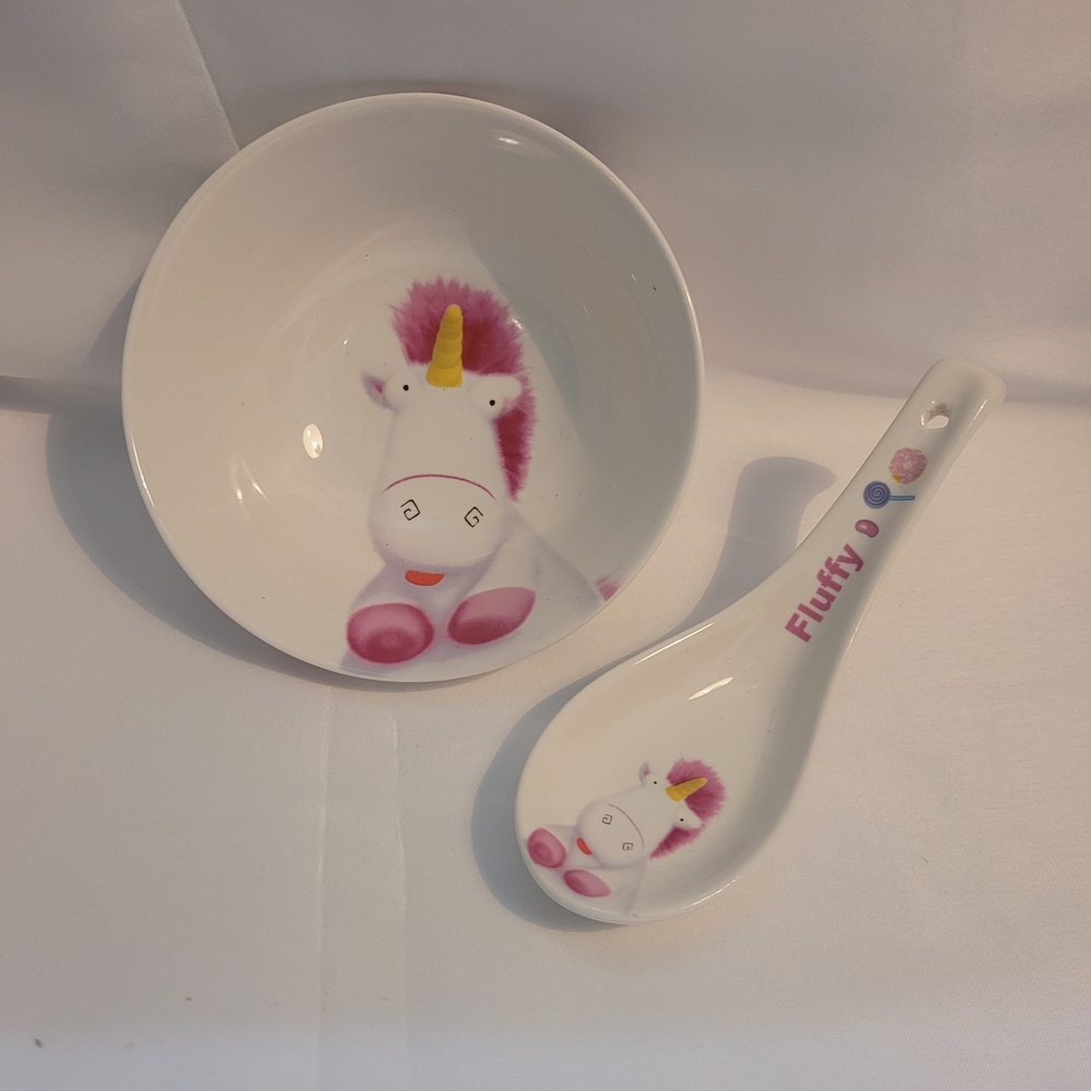 Minions Character Rice Bowl and Spoon, FLUFFY